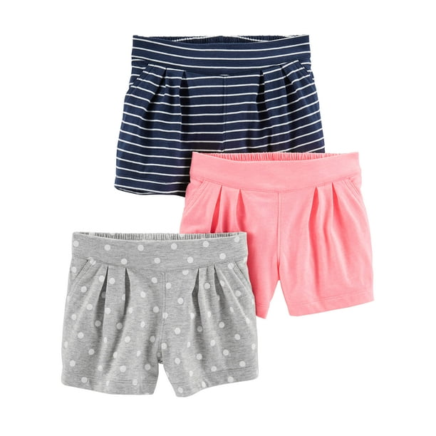 Pantalones cortos Simple Joys by Carter's de punto para niñas de 12 meses, paquete de 3