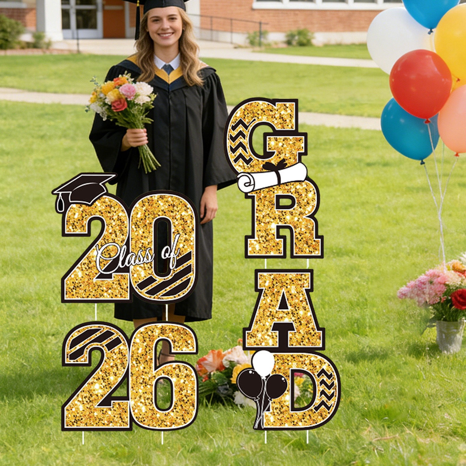 2026 Graduation Yard Sign With Stake Class Of 2026 Outdoor Grad Decor Congrats Grad Garden Sign Graduation Lawn Sign For High School College Grad Party Outdoor Decoration