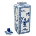 thumbnail image 4 of Red Lantern 20" Blue & White Square Fu Dog Jar, 4 of 8