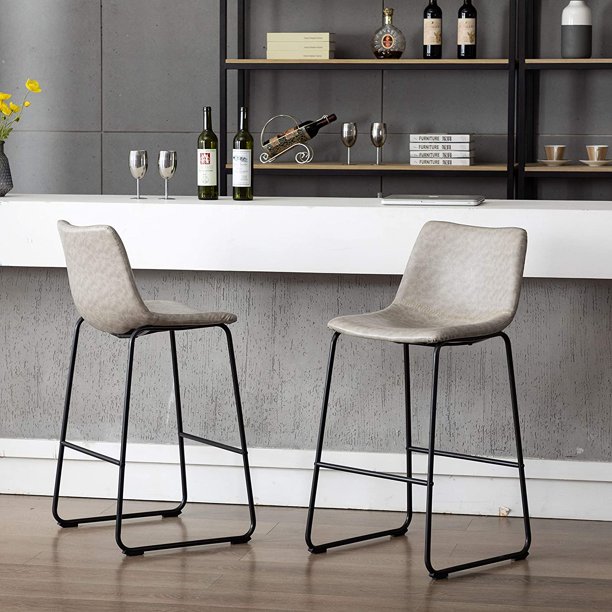 Vanity Art Set Of 2 Pcs Synthetic Leather Upholstered Barstools Armlesss Dining Chairs With Metal Legs Uc 13hg Com Vanity Art Set Of 2 Pcs Synthetic, Vanity Art Bar Stools
