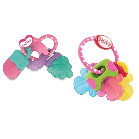 Nuby IcyBite Popsicle, Donut and Ice Cream Teether Ring and Ice Gel Teether Keys - 3  Months