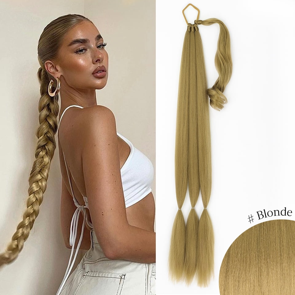 Long Braided Ponytail Extension with Hair Tie Straight Wrap Around Hair  Extensions Ponytail Natural Soft Synthetic Hair Piece for Women Daily Wear 34  Inch 