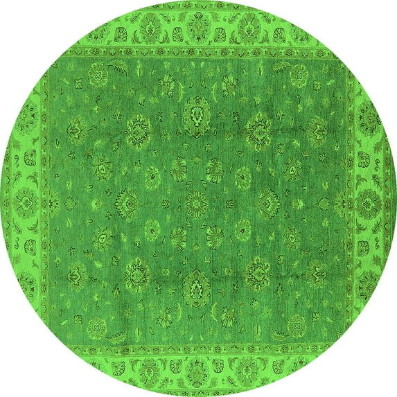 Ahgly Company Indoor Round Oriental Green Traditional Area Rugs, 5' Round