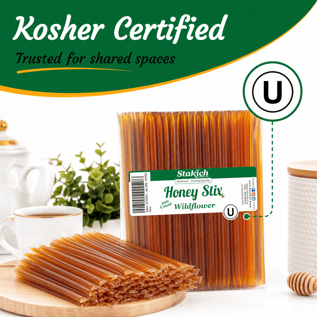 Stakich Wildflower Grade A Honey Stix - 5 Packs of 100