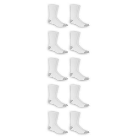 - Athletic Works Men's Crew Socks, 10 Pack, 6-12, White