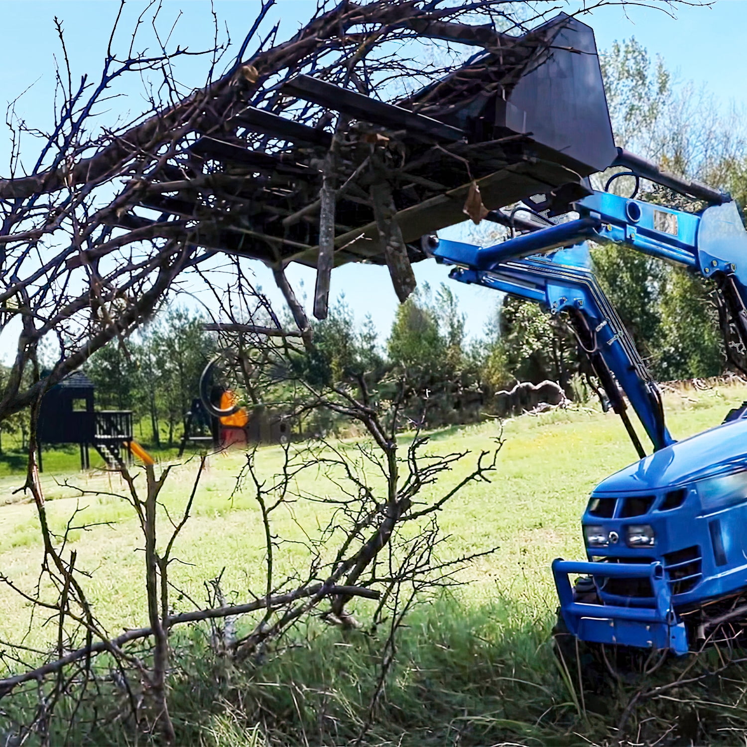 Dextrus 4000 lbs Heavy Duty Clamp-on Debris Forks, Quick Attach Pallet Fork for 60" Tractor Loader Skid Steer Bucket