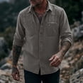 thumbnail image 4 of Men's Button Down Shirts Black Big and Tall Long Sleeve Solid Turndown Collar Casual Button Front Zipper Blouse, 4 of 8