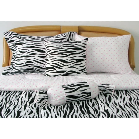 Bed In A Bag  Size Bedding Set 8 Pcs Black White Zebra Print Twin