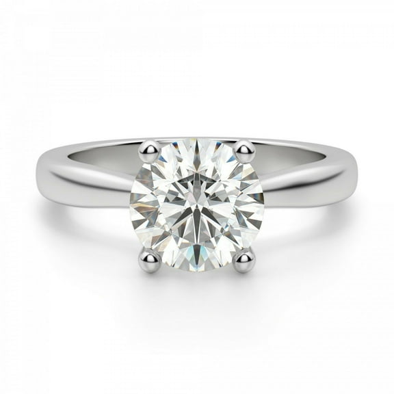 2.50 Cts Round Moissanite Solitaire Solid Engagement Ring for Women 18K White Gold Plated Bridal Wedding Ring 925 Sterling Silver Ring, Gift for Her