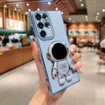 thumbnail image 4 of Compatible with Samsung Galaxy S22 Ultra 5g 6D Plating Cute Astronaut Hidden Stand Holder Case with Camera Protection Side Heart Pattern Cover for Women Shockproof Kickstand Bumper (Blue), 4 of 6