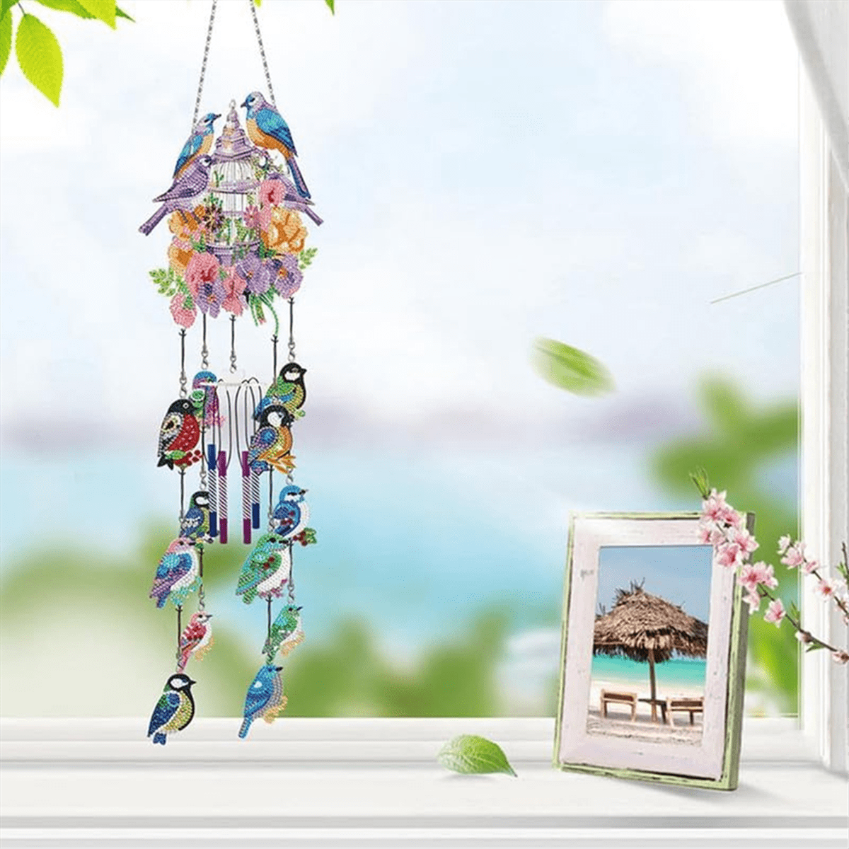 DIY Dotted Diamond Art Painting Wind Chime Kit Sun Catcher Hanging Ornaments Wind pvc00X3420