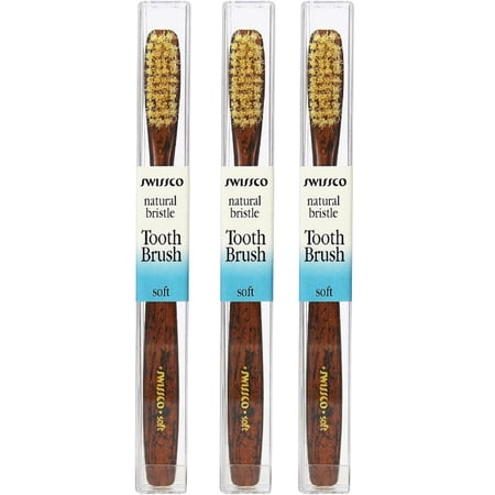 Swissco Tooth Brush Tortoise Natural Bristle, Soft, 3 Ct Pack