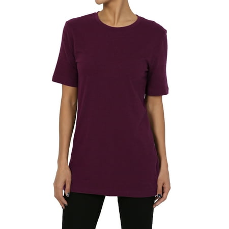 TheMogan Women's PLUS Crew Neck Short Sleeve Relaxed Boyfriend Cotton T-Shirt