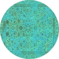 thumbnail image 1 of Ahgly Company Indoor Round Abstract Turquoise Blue Modern Area Rugs, 5' Round, 1 of 4