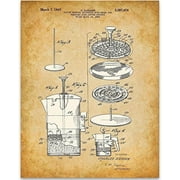Coffee Press Art Print - 11x14 Unframed Patent Print - Great Kitchen or Coffee Shop Decor