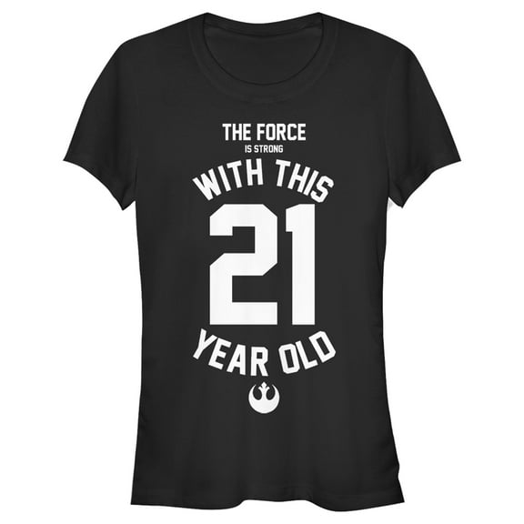 Junior's Star Wars Force Is Strong With This 21 Year Old Rebel Logo Graphic Tee Black X Large