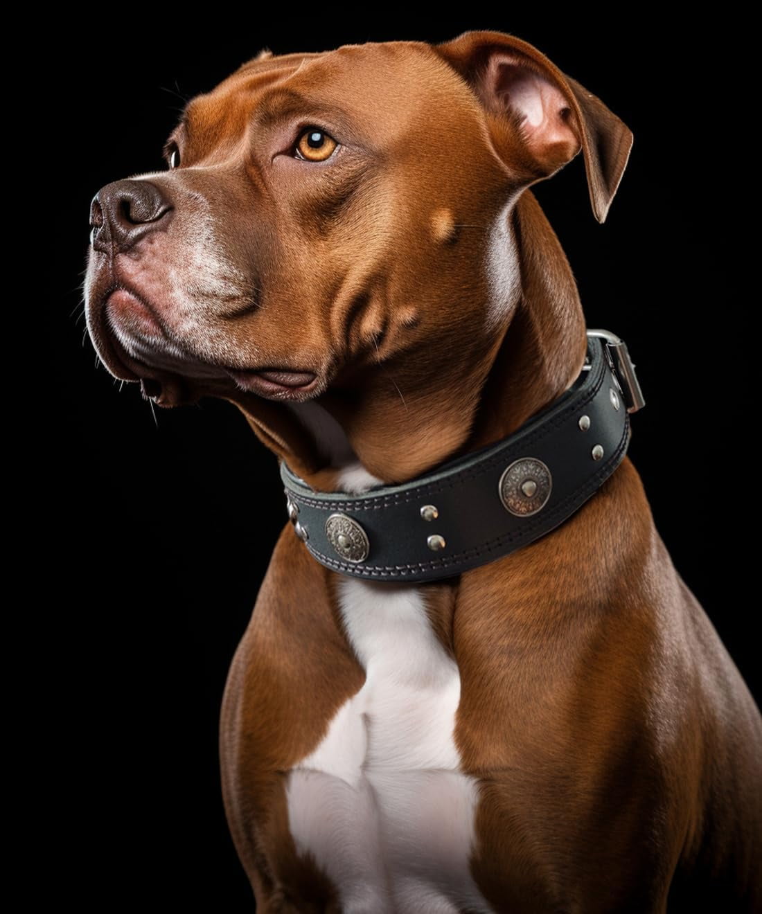 TJOUL Leather Dog Collar, 2 inches Wide Heavy Duty Genuine Leather Collars, Handmade, Soft, and Luxury, Eye-catching Best Choice for Large and Medium Breed Dogs 22.5-26.5 inches