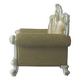 thumbnail image 3 of Benzara Upholstered Faux Leather & Solid Wood Loveseat in Beige and White, 3 of 5
