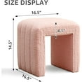 thumbnail image 6 of Tcbosik Plush Teddy Velvet Ottoman in Pink, 350lbs Weight Capacity, Modern U-Shape Accent Stool & Footrest, Ready-to-Use, 16.5"L x 14.5"W x 16.4"H, 6 of 7