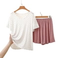thumbnail image 4 of Modal Shorts Pajamas Sets for Women Summer Loose Crewneck Short Sleeve Sleepwear Comfy 2 Piece Pjs Set, 4 of 5