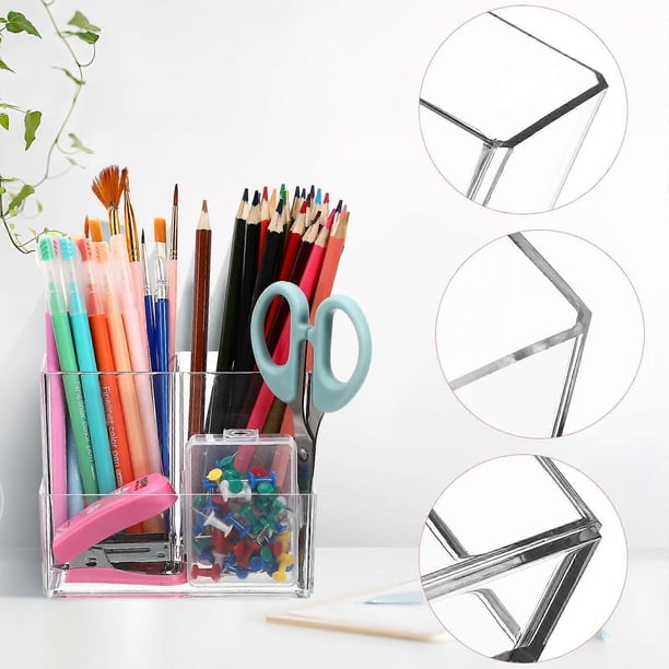 Makeup Organizer Clear Makeup Brush Holder Divided Makeup Storage Case Desktop Pen Container Desk Organizer Case Cosmetics Holder