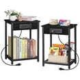 thumbnail image 5 of Oumilen Adult Nightstand End Table with Charging Station Black, Set of 2, 5 of 7