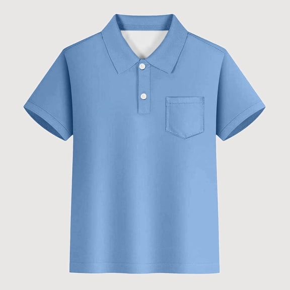 Gyujnb Short Sleeve Polo Shirt Collared Casual Solid Top with Pocket (Unisex),3-4 Years