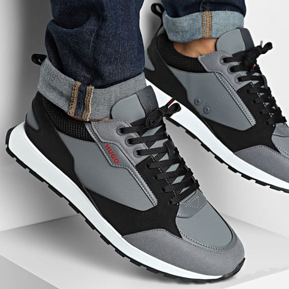 Hugo Men's Icelin Suede Running Trainers, Black