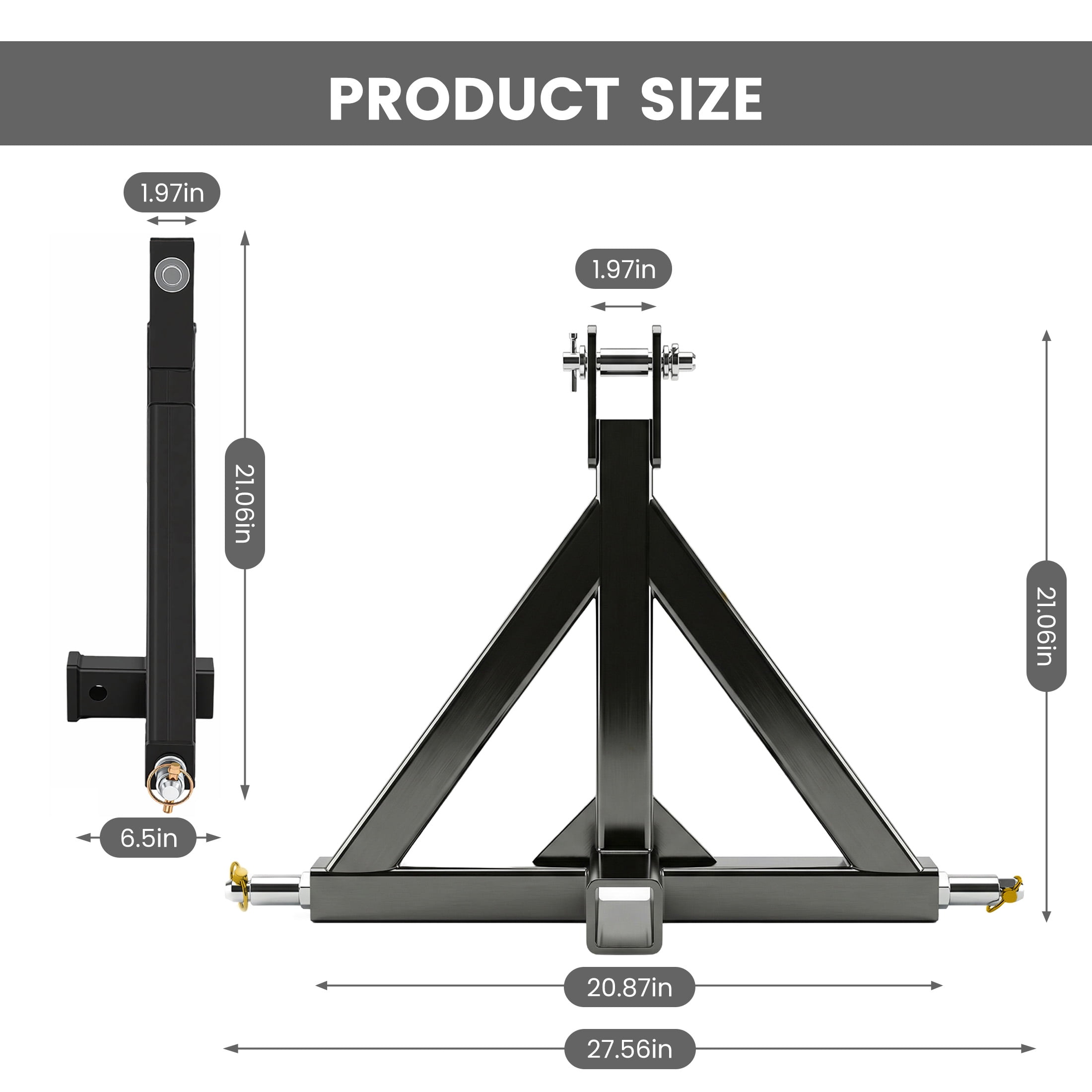 EDX Heavy Duty Category 1 Quick Hitch, 3 Point Trailer Hitch with 2" Receiver Tow Bar, Compatible with Kubota, John Deere, Yanmar, Kioti Tractors