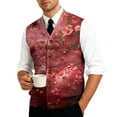 thumbnail image 4 of Resicozy Men's Valentines Day Sweater Vest Dressy Knit V Neck Button Down Casual Print Sleeveless Cardigan Sweaters Red#1 XL, 4 of 6