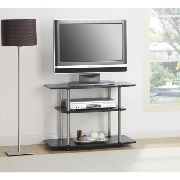 HomeStock Global Greatness 3 Tier TV Stand - Espresso Woodgrain Finish, 31.5" x 15.75" x 22.25", Tool-Free Assembly for Flat Screens Up to 32"