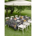 thumbnail image 3 of Outdoor Tablecloth with Umbrella Hole and Zipper, Grey Dinosaur Rectangle Table Cloth 60x120 Inch Waterproof Tablecloth, Vintage Letters Farm Animals Picnic Table Cover for Patio Camping, 3 of 7