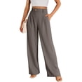 thumbnail image 2 of LYMAYTER Pantalon Large Taille Haute pour Femmes Pantalon Extensible Décontracté Respirant Formel, 2 of 9