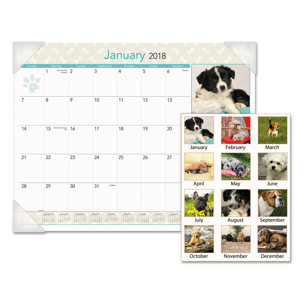 ATAGLANCE Puppies Monthly Desk Pad Calendar, 22 x 17, 2018 Walmart