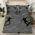thumbnail image 2 of Manfei Skateboard Twin Sheet Sets,Kids Sport Theme Twin Fitted Sheet,Gray Black Flat Sheet For Boys,Ultra Soft Bedroom Decorative,3pcs, 2 of 7