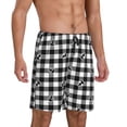 thumbnail image 2 of Kdxio Black Tartan Plaid Print Mens Sleep Shorts Bottoms Soft Comfy Pajama Wear Pants with Drawstring Pockets, 2 of 7