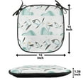 thumbnail image 5 of Bird Chair Seating Cushion Set of 4, Marine Themed Cartoon Design with Seagulls Flying over Waves, Seat Pads for Office with Anti-slip Backing, 16"x16", Teal Olive Green, by Ambesonne, 5 of 7