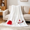 thumbnail image 4 of SLYNSHome Small Christmas Flannel Throw Blanket,White Soft Fleece Roll‑Up Blanket With Snowman Santa Reindeer Design For Sofa Bed Holiday Gift, 4 of 6