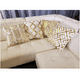 thumbnail image 3 of Funda Para Cojin Decorativo Almohada De Terciopelo 45 x 45 cm COMBO 2, 4 Pzs Blancos Lineas Dorados, 3 of 5