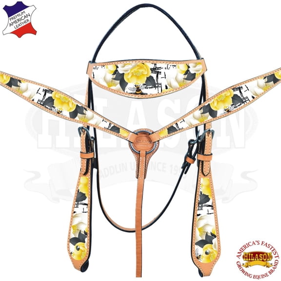 Western Horse Headstall Breast Collar Set American Leather Hilason