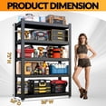 thumbnail image 3 of Metal Garage Storage Shelves Heavy Duty Shelving Unit 5 Tier Steel Adjustable Organizing Shelves 2500 LBS Capacity  Shelving Ideal for Garage Tote Pantry Basement Outdoor, 71”H*36”W*16”D, 3 of 15