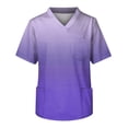 thumbnail image 4 of Domuza Mens Scrubs Top Tie-Dye Gradient V Neck Short Sleeve Work Uniform Big and Tall Soft Comfy Medical Scrub Tops with 3 Pockets Purple M, 4 of 5