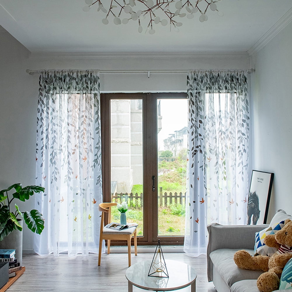 12 Panels Elegant Floral Voile Door Window Curtain Transparent Panel Sheer Tulle Drapes 39"X78