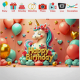 thumbnail image 5 of Unicorn Themed Happy Birthday Banner Party Decorations Backdrop for Birthday Parties Photography Props Kids Celebrations, 5 of 8