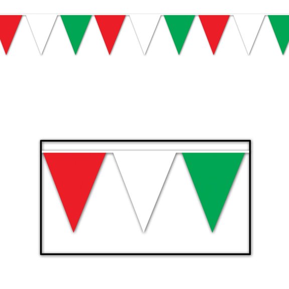12 Pack Bulk 30 ft. Red - White/Green Party Pennant Banner
