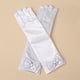 thumbnail image 1 of Zhuge Guantes de princesa, guantes largos de satén blanco para niña, guantes de princesa con lazos de diamantes para cumpleaños, bodas, fiestas de disfraces, color blanco, 1 of 3