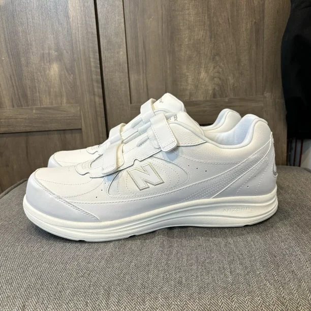 New Balance Men's 15 4E (Extra Wide) 577 Hook and Loop Walking Shoe White USA