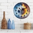 thumbnail image 3 of Yayeee 10" Wall Clock Battery Operated Quartz Round Silent Non-Ticking Home Decor, Fire Water Football Pattern, 3 of 6