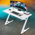 thumbnail image 5 of ARES WING 47" Gaming Table with LED Light, Computer Desk for Adult, PC Ergonomic Table White, 5 of 10