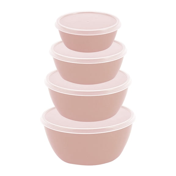 NUOKO 4-Piece Classic Plastic Prep Bowls with Lids, Nesting Plastic Small Mixing Bowl Set for Mixing, Baking, Prepping, Cooking and Serving Food, Microwave and Dishwasher Safe